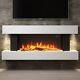 Amberglo White Wall Mounted Electric Fireplace Suite With Log & Pebble Fuel Bed