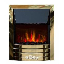 Arundel 2KW Electric inset Fire Remote Control LED Coal Flame Effect Brass