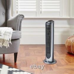 Bionaire Oscillating Tower Fan with Remote Control & Timer, Silver/Black