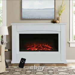 Black Electric Fire 50/30 Inch Insert Wall Mounted Fireplace LED Log Flame Light