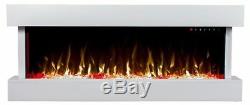 Branded 50 Inch Led Flames White Mantel Glass Wall Mounted Electric Fire