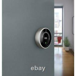 Certified Google Nest 3rd Gen Learning Thermostat withBase Stainless Steel T3007ES