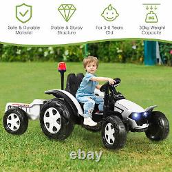 Children Electric Tractor Kids Ride On withTrailer & Remote Control Music Player
