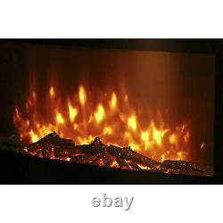 Contemporary Electric Fireplace Heater Black 2kW Thermostatic Remote Control