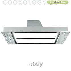 Cookology CEI110WGP 110cm White Glass Ceiling Island Cooker Hood & Remote