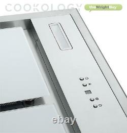 Cookology CEI110WGP 110cm White Glass Ceiling Island Cooker Hood & Remote