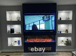E1500 3 Sided Electric Fire Logs Pebbles Remote Control Media Wall Fire