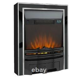 ELECTRIC FIRE BLACK NICKEL COAL FLAME REMOTE CONTROL FREESTANDING or INSET BNIB