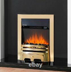 ELECTRIC FIRE BRASS BLACK COAL FLAME REMOTE CONTROL FREESTANDING or INSET BNIB