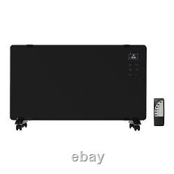 ElectriQ 2000W Black Designer Glass Heater Wall Mountable Low Energy with Smart