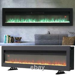 Electric 40 50 60 Wall Fireplace LED Wall Inset Into Fire with Freestanding Leg