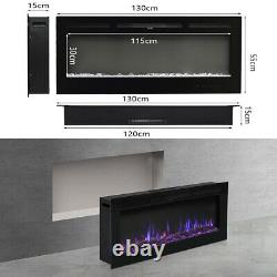 Electric 50 Inch Digital Flame Fire Wall / Recessed Insert Fireplace Thin Border