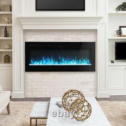 Electric 50 Inch Digital Flame Fire Wall / Recessed Insert Fireplace Thin Border