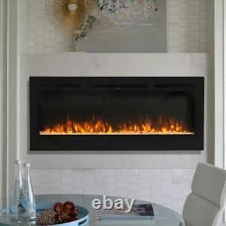 Electric 50inch Wall Mounted Fireplace Insert LED Fire Place Heater Living Room