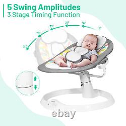 Electric Baby Rocking Chair Bouncer Cradle withRemote Control 5 Swing Amplitudes