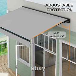 Electric Cassette Awning Retractable Patio Sun Canopy Shade Remote Control Grey