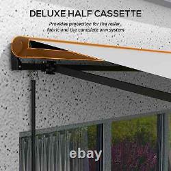 Electric Cassette Awning Retractable Patio Sun Canopy Shade Remote Control Grey