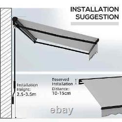 Electric Cassette Awning Retractable Patio Sun Canopy Shade Remote Control Grey