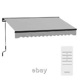 Electric Cassette Awning Retractable Patio Sun Canopy Shade Remote Control Grey