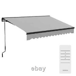 Electric Cassette Awning Retractable Patio Sun Canopy Shade Remote Control Grey