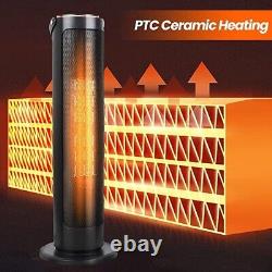 Electric Ceramic Fan Tower Heater 3Mode Energy Efficient Remote Control Timer