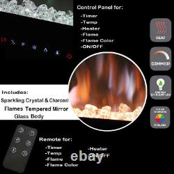 Electric Fire 50 Inch LED Wall Mounted Fireplace 9 Flame Color with Crystal/Log UK