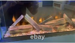 Electric Fire 60inch Hd Panoramic 3sided Glass, Crystals, Logs (see Video)