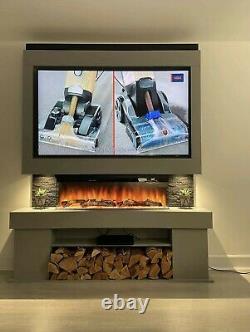 Electric Fire 60inch Hd Panoramic 3sided Glass, Crystals, Logs (see Video)