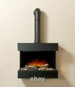 Electric Fire Black Wall Mounted Remote Control Fireplace Led Flame Logs