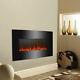 Electric Fire Fireplace Curved Black Glass Wall Mounted Flame Living Room Heater