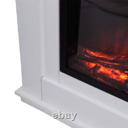 Electric Fire Fireplace Heater with Remote Control Floor Standing Wooden Mantel