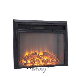Electric Fire Fireplace Widescreen Tempered Glass Wall Heater LED Flame Effect