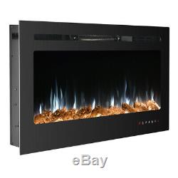 Electric Fire Wall Mounted Fireplace 9 Color 1800W 3650 Remote Control LED