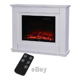 Electric Fire White Surround Wall Fireplace Suit 30inch Freestanding With Remote