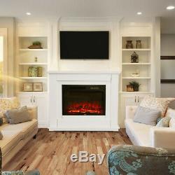 Electric Fire White Surround Wall Fireplace Suit 30inch Freestanding With Remote