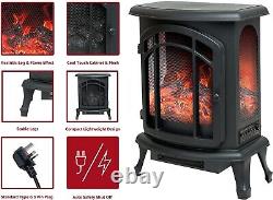 Electric Fire Wood Stove with Remote Control Portable Freestanding Fireplace