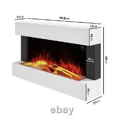 Electric Fire in White with LED Flames and Remote Control