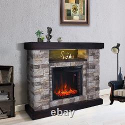 Electric Fireplace 2KW LED Fire WIFI/Remote Control Heater 7 Colors Flame Effect