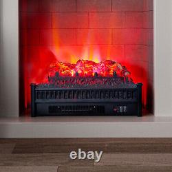Electric Fireplace Artificial Log Mountain Fire Heater 1800W Remote Control UK