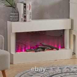 Electric Fireplace Heater LED Fire Flame White Surround Free Standing Hanging UK