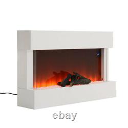 Electric Fireplace Heater LED Fire Flame White Surround Free Standing Hanging UK