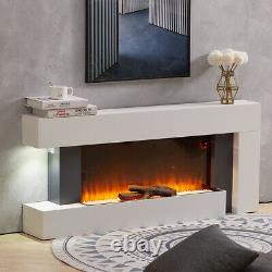 Electric Fireplace Heater LED Fire Multi Flame White Surround Free Standing Wall