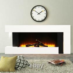 Electric Fireplace Heater LED Fire Multi Flame White Surround Free Standing Wall