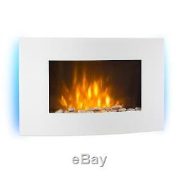 Electric Fireplace Heater Modern Fire Flame Effect Wall Mounted Remote 2000W