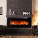 Electric Fireplace Heater Wall Mounted Fire With Remote Control Flat Glass 50in