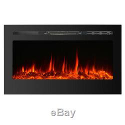 Electric Fireplace Insert Wall Mount Heater Mount Adjustable Flame 36 50 Black