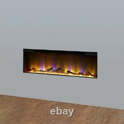 Electric Fireplace Inset Fire Heater Modern LED Lighting Remote Control Glass