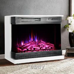 Electric Fireplace LED Log Burning Fire Flame White Surround Heater Moveable UK
