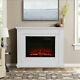 Electric Fireplace Led Log Fire Flame White Surround Standing Heater Set 30/34'