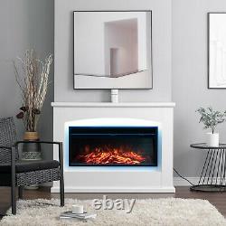 Electric Fireplace LED Log Fire Flame White Surround Standing Heater Set 30/34'